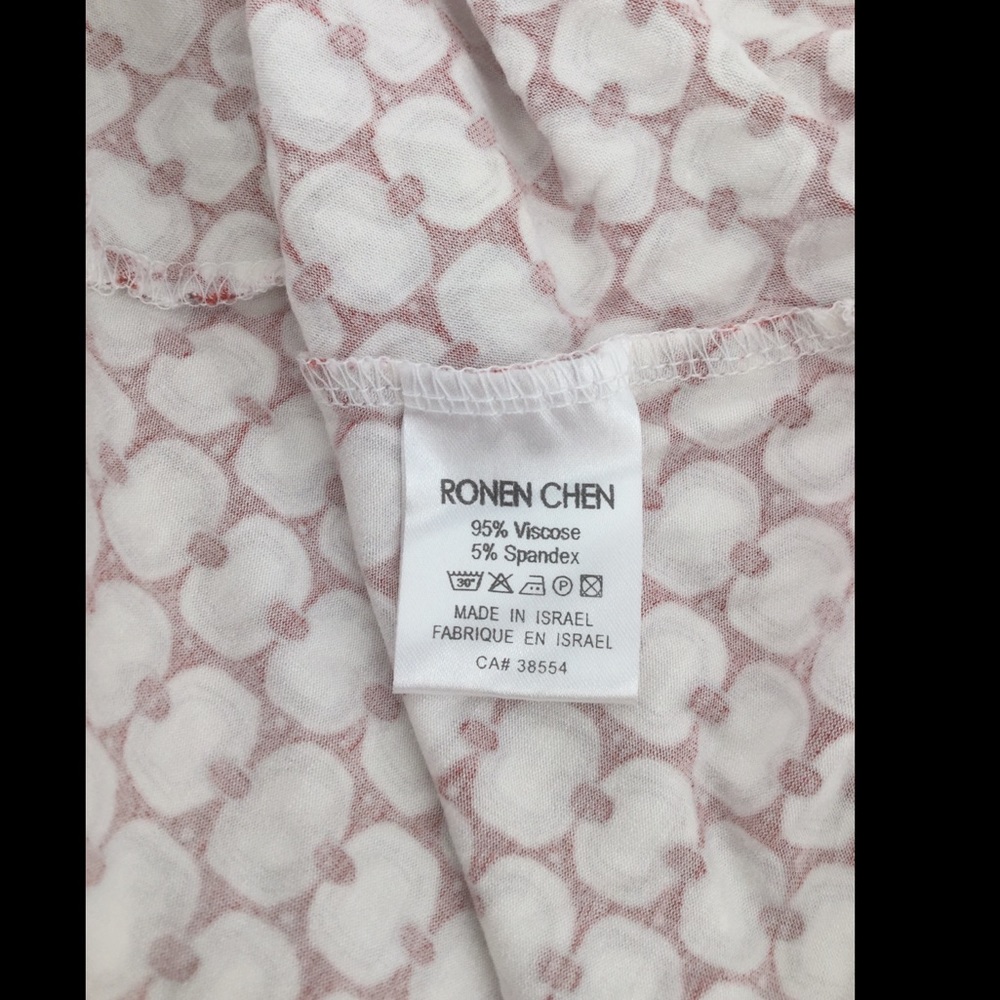 Ronen Chen Med. Red &White Faux Wrap Summer Dress - Picture 12 of 13